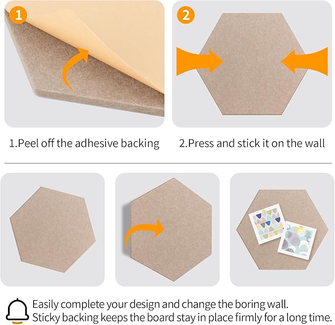 15'' Large Hexagon Cork-Bulletin Board Tiles Adhesive Frameless 10 Pack 15 x 13 - Image 7