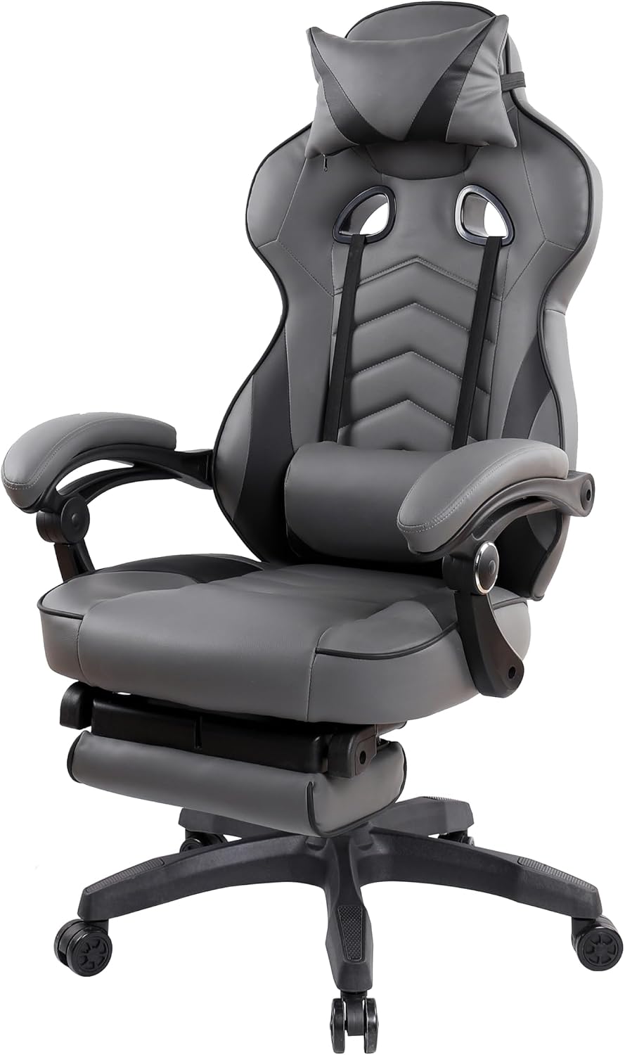 Techni Mobili Executive Gaming Chair with Footrest, 150° Reclining, Grey