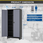 fesbos metal rolling storage cabinet-74.6” tall steel file, close-up detail