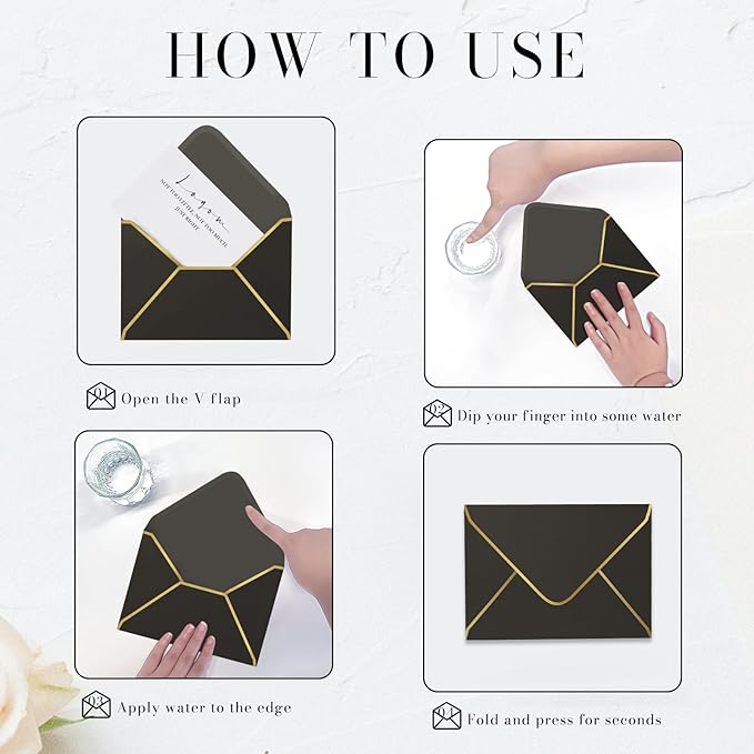 Black 5x7 Envelopes 50 Pcs, Goefun A7 Envelopes - Image 3