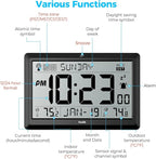 Wall Clock Atomic with Indoor Outdoor Temperature Battery Powered, Easy Reading - Image 3