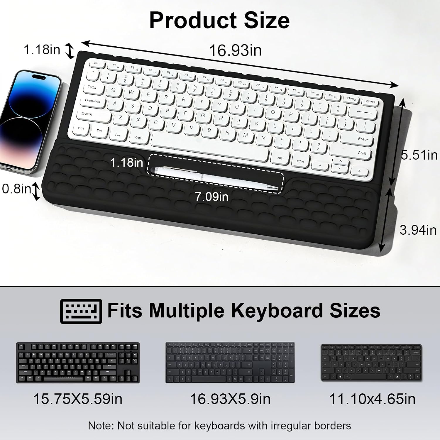 Ergonomic Keyboard Stand with Soft Memory Foam Wrist Rest for Office | Computer Keyboard Pad with Wrist Support,Keyboard Riser Holder Lift Tray,Desk Wrist Pad for Home, School - Black