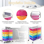 COSTWAY 15 Drawer Rolling Storage Cart, Utility Tools Paper Organizer on Wheels - Image 5