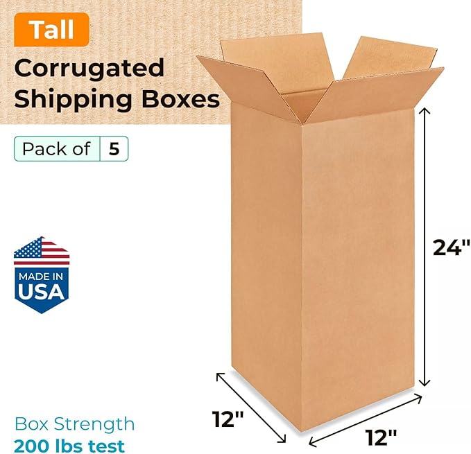 Tall Moving & Shipping Boxes 12 x 12 x 24 inches - Image 2