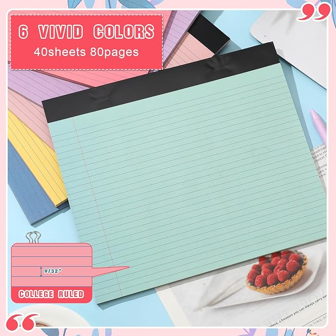 Lincia 6 Pcs 11" x 9.5" Legal Pads College Ruled Notepad Landscape Notebook - Image 3