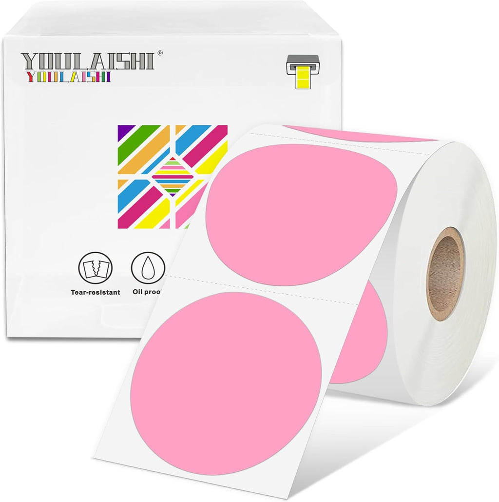 2 inch Dot Stickers Labels Circle Garage Sale Sticker 750Pcs Round Thermal Printer Stickers Printable Writable Price Labels for Yard Sale, Pink