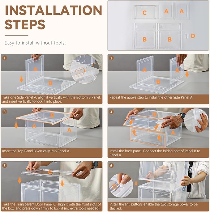 Freebat Closet Organizers and Storage, Acrylic Clear Plastic Storage Bins - Image 8