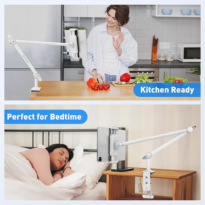 AboveTEK Tablet Stand Holder for Desk & Bed, Aluminum iPad Holder Arm - Image 5