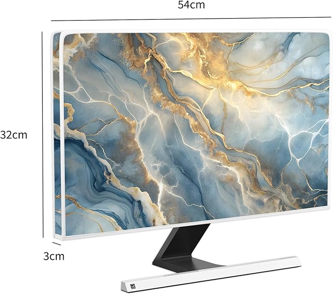 Baocicco Gold Blue Waterproof Computer Monitor Dust Cover 22, 25 Inch Modern - Image 5