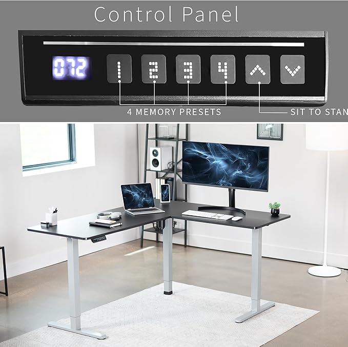 VIVO Electric Corner 63 x 55 inch L-Shaped Standing Desk, Memory Height - Image 5