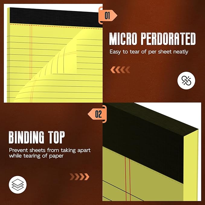 Yellow Legal Pads 8.5 x 11 Note Pads, 3 Pack Yellow Notepads 8.5 x 11 Wide - Image 4