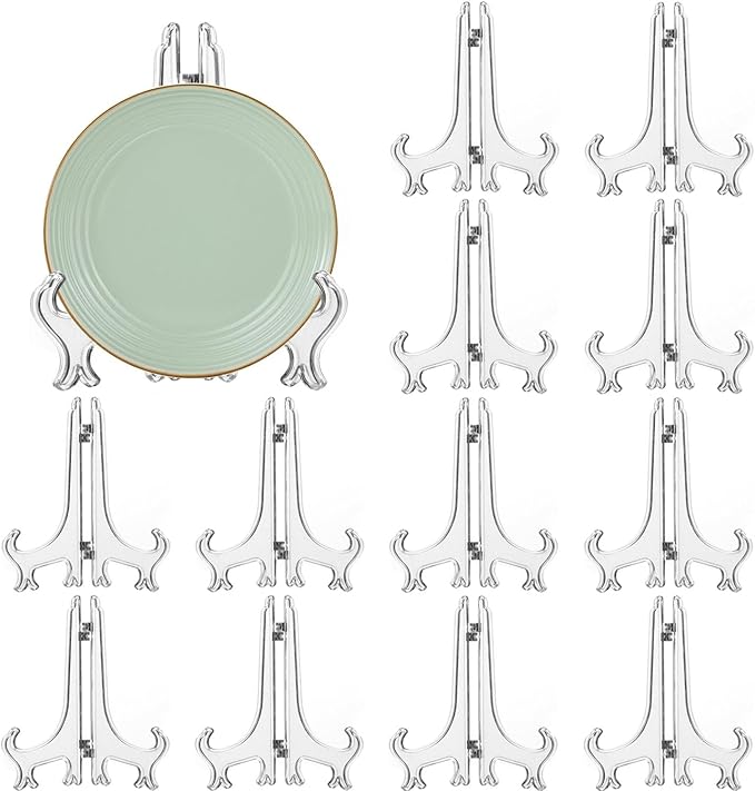 LonlyEagle 12 Pack 6 Inch Clear Plastic Easels or Stand/Plate Holders to by LonlyEagle