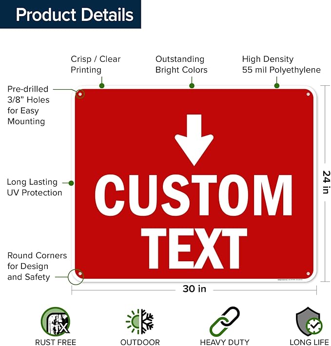 Custom Arrow, Custom Directional Sign, Down Arrow, 24x30 Inches, 55 mil thick - Image 6