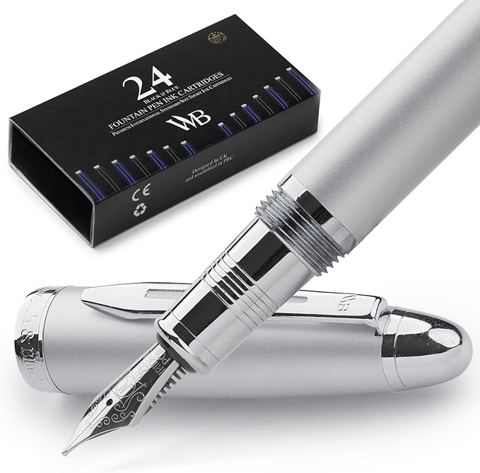 Wordsworth & Black Majesti Fountain Pen-, Luxury Case, 24K Gold Finish; 18K by WordsworthBlack