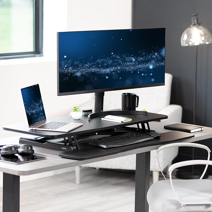 VIVO 42 inch Desk Converter, K Series, Height Adjustable Sit to Stand Riser - Image 8