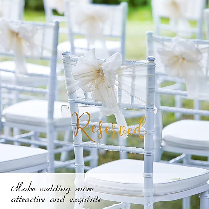 Blulu 6 Pcs Reserved Signs for Wedding Chairs Acrylic Tag Hanging - Image 4