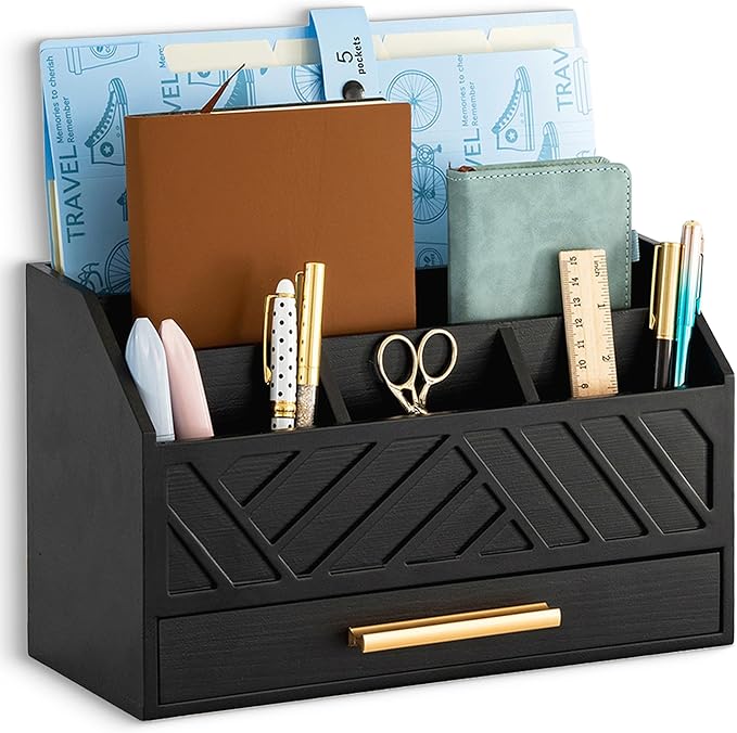dreampossible Black Wood Desk Organizer and Accessories by dreampossible