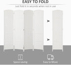 HOMCOM Room Divider, 4 Panel Folding Privacy Screen, 6FT Tall Portable Wicker - Image 3