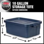 Rubbermaid Roughneck Tote 10 Gal, 8 Pack, Made in USA, Dark Indigo Metallic - Image 2