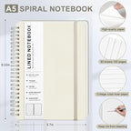 ABERLLS Beige Lined Spiral Journal Notebook - Image 2