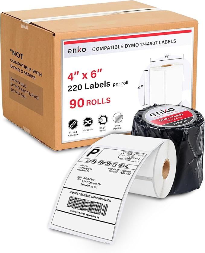 enKo Dymo 4XL Labels 4 x 6 1744907 Compatible by enKoProducts