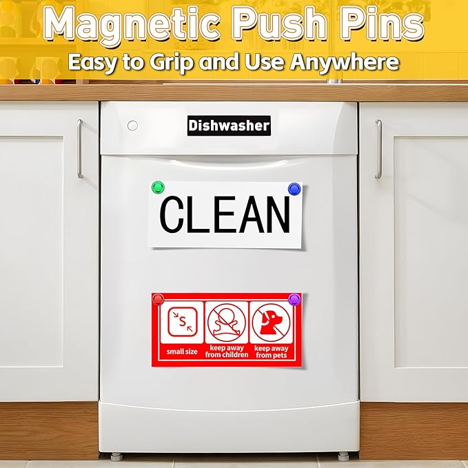VNDUEEY 24 Pack Fridge Magnets, 4 Colors Refrigerator Magnet, Magnetic Push Pins - Image 6