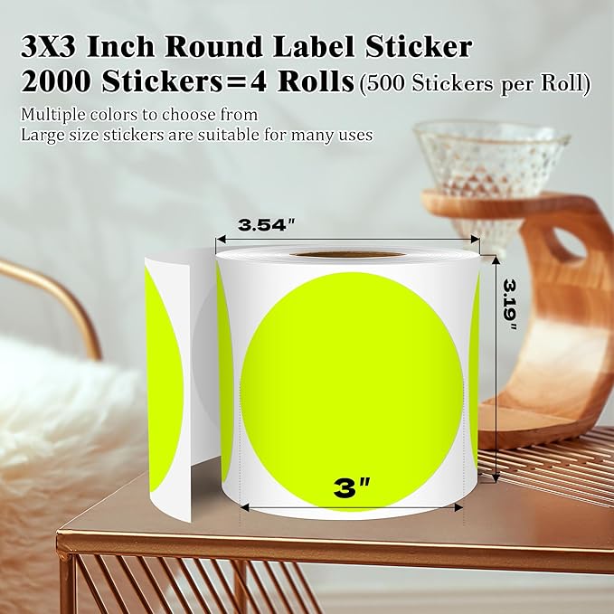 3 Inch Round Colored Dot Stickers, 4 Rolls in Dispenser Box - Image 2