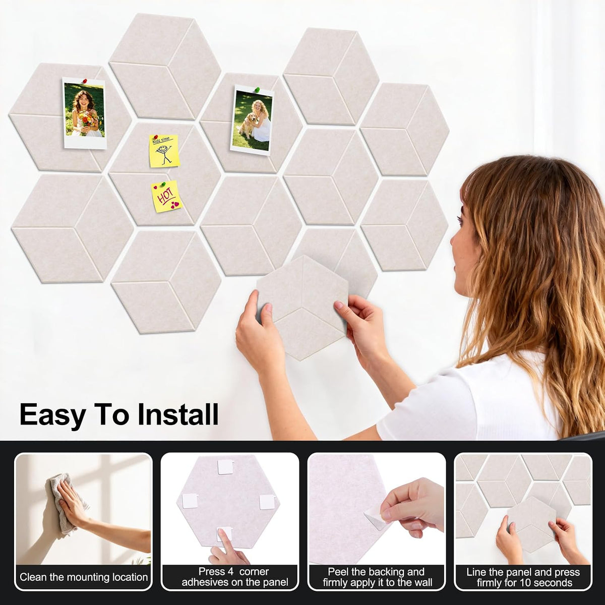 12-Pack Hexagon Cork Board Alternative for Walls Decor, 38.2" x 38.2&quo...
