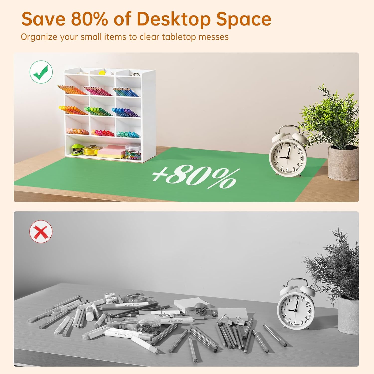 BEYGORM Acrylic Vertical Marker Organizer for 150 Markers, Desk Orgaizer | 13 Compartments Clear Angled Pen & Pencil Holder, Large Stationery & Art Supply Storage for School (10.2 x 9.8 x 4 Inch)