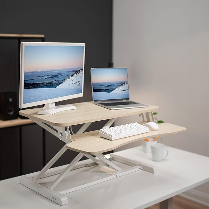 VIVO 32 inch Desk Converter, K Series, Height Adjustable Sit to Stand Riser - Image 2