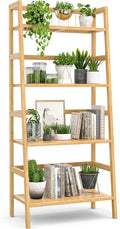 Homykic Bamboo Bookshelf 4-Tier Ladder Shelf, 49.2” Freestanding Open Bookcase by Homykic
