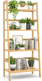 Homykic Bamboo Bookshelf 4-Tier Ladder Shelf, 49.2” Freestanding Open Bookcase by Homykic