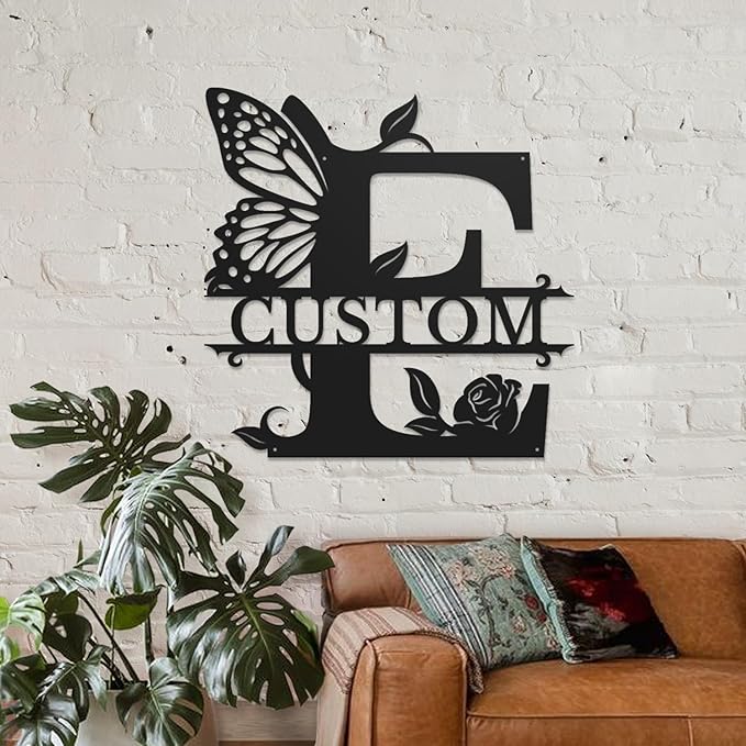 Personalized Custom Letter Name metal Signs, Custom Black Letter Monogram Wall - Image 3