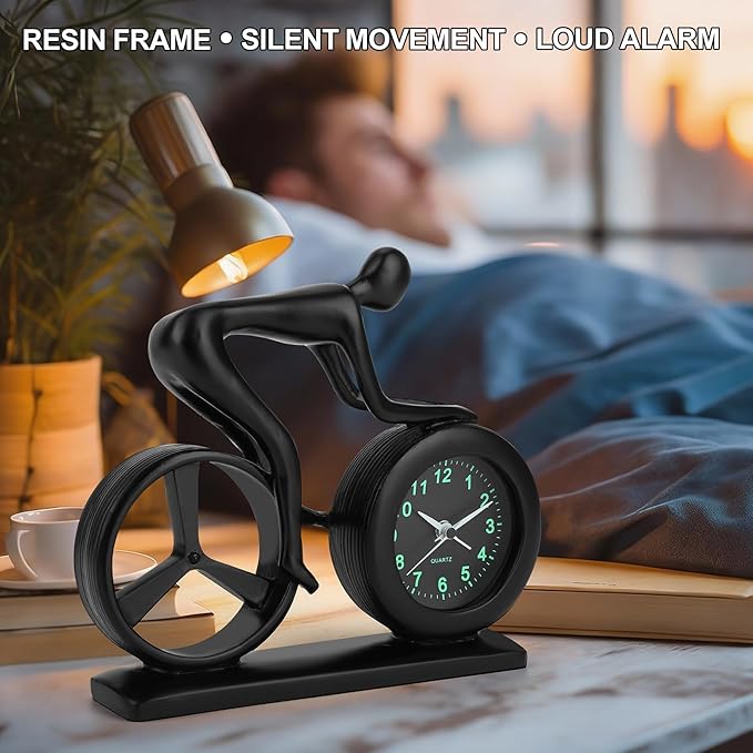 CIGERA Racing Bicycle Desk Alarm Clock Battery Operated, Glow-in-The-Dark Dial - Image 5