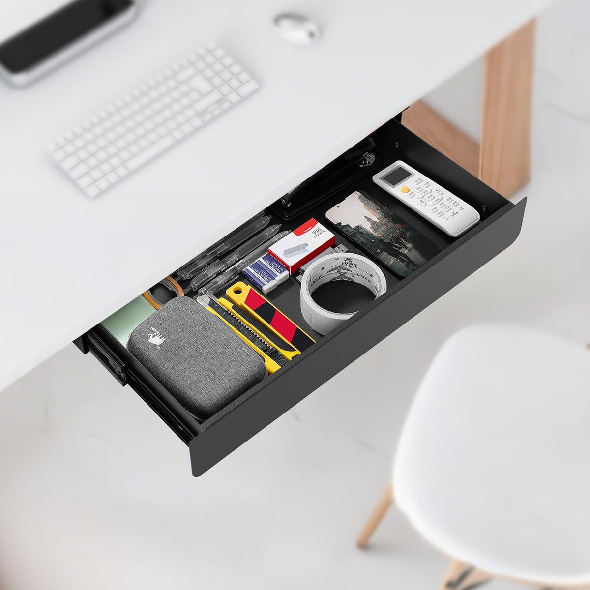 KHAMAL Under Desk Drawer Slide Out Large - Under Table Drawer 17.32" x 9...