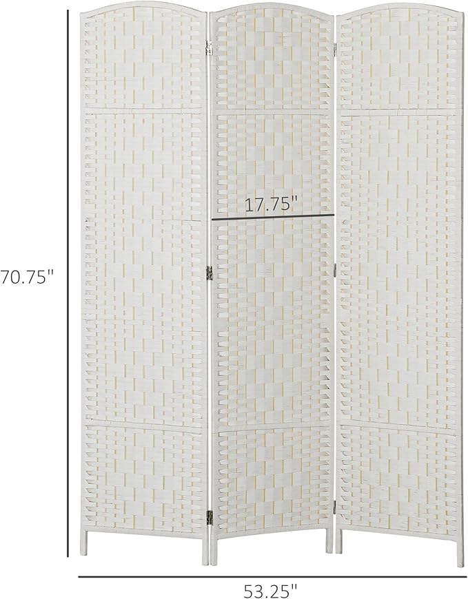 HOMCOM Room Divider, 3 Panel Folding Privacy Screen, 6FT Tall Portable Wicker - Image 7