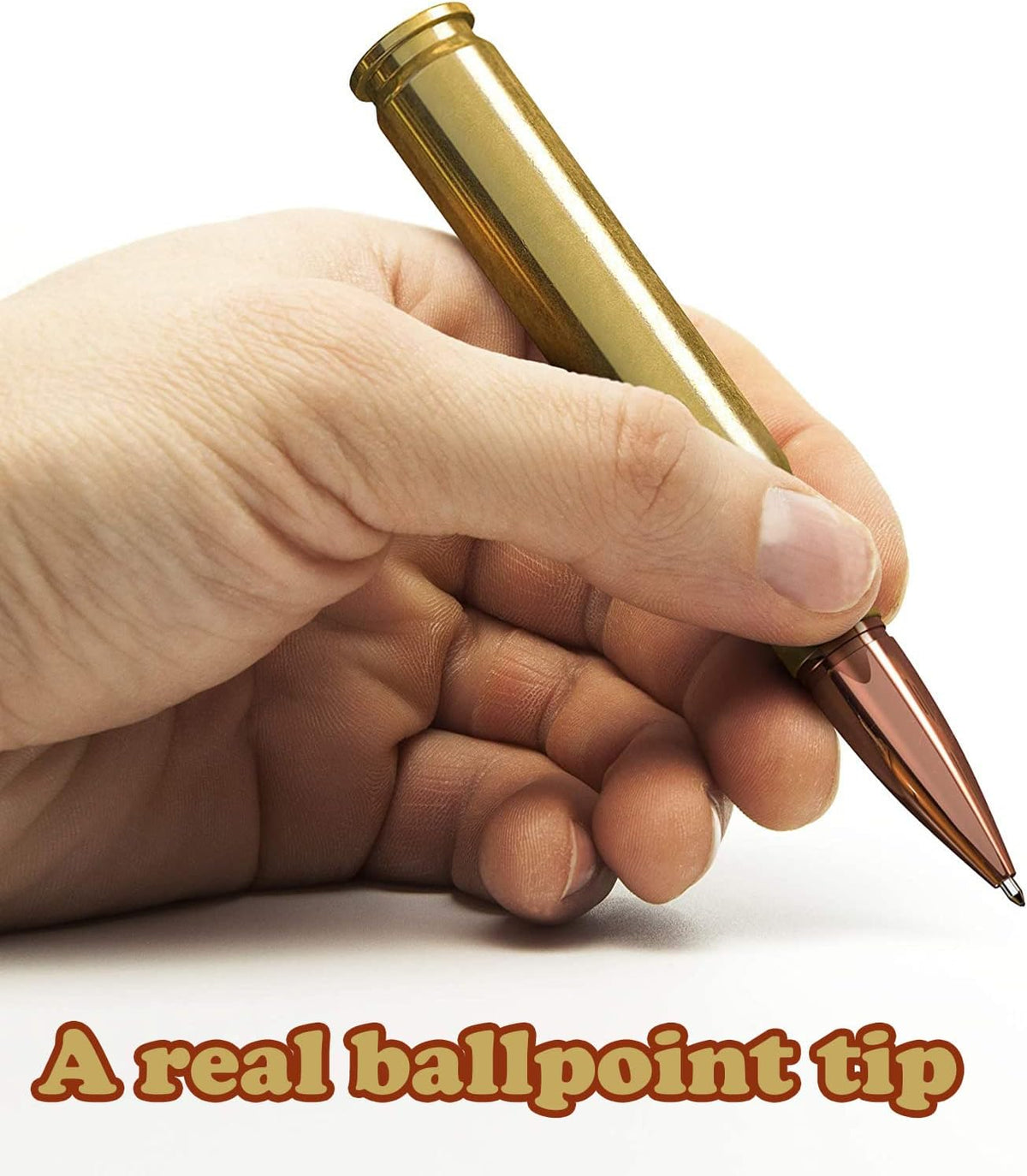 50 Caliber Bullet Twist Tactical Pen, Gold Plated, Realistic Refillable 50 Ca...
