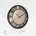 Presentime & Co 13" Farmhouse Series Wall Clock, Cottage Style, Faux Burlap - Image 7