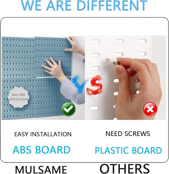 MULSAME Pegboard Combination Kit, 25.2" x 25.2" Wall Mounted Storage Set - Image 6