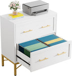 tribesigns modern white 2 drawer file cabinet, lateral, front angle view