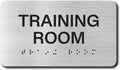 TRAINING ROOM Signs with Raised Text & Grade 2 Braille, Brushed Aluminum/Silver by EliteSign