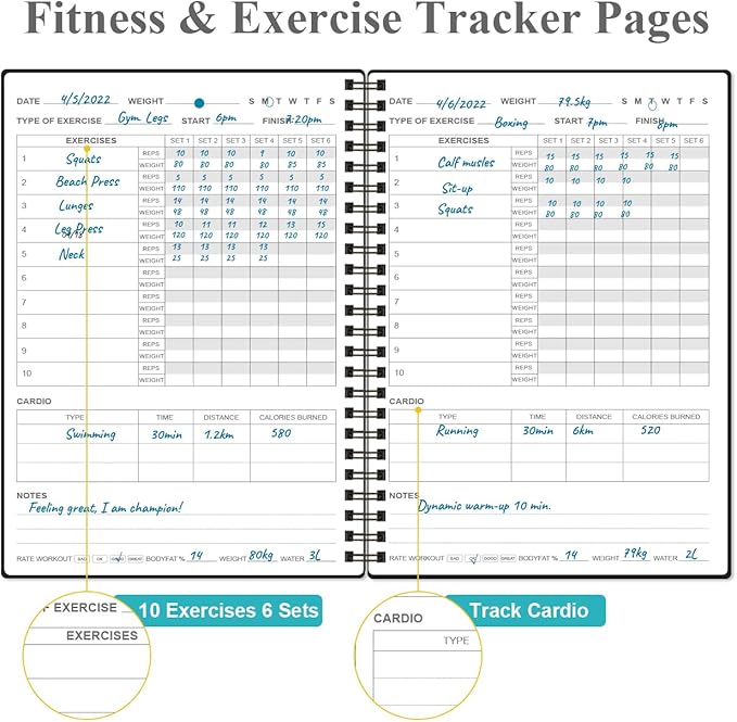 Fitness Journal for Women & Men, A5 Workout Journal/Planner Daily Exercise Log - Image 3