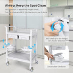 Medical Mobile Trolley Cart 2-Shelf 220 LBS Max Load Rolling Utility Cart Heavy - Image 5