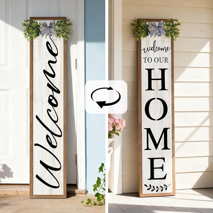 Double-sided Welcome to Our Home Wooden Sign Stand - Image 4