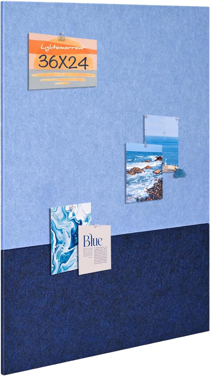 Two-Tone Felt Bulletin Board, 23.6 x 35.4 Decorative Pin Board, Ocean Mist