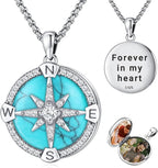 Compass Necklace for Women Men 925 Sterling Silver Pendant Urn Necklaces for by Eusense