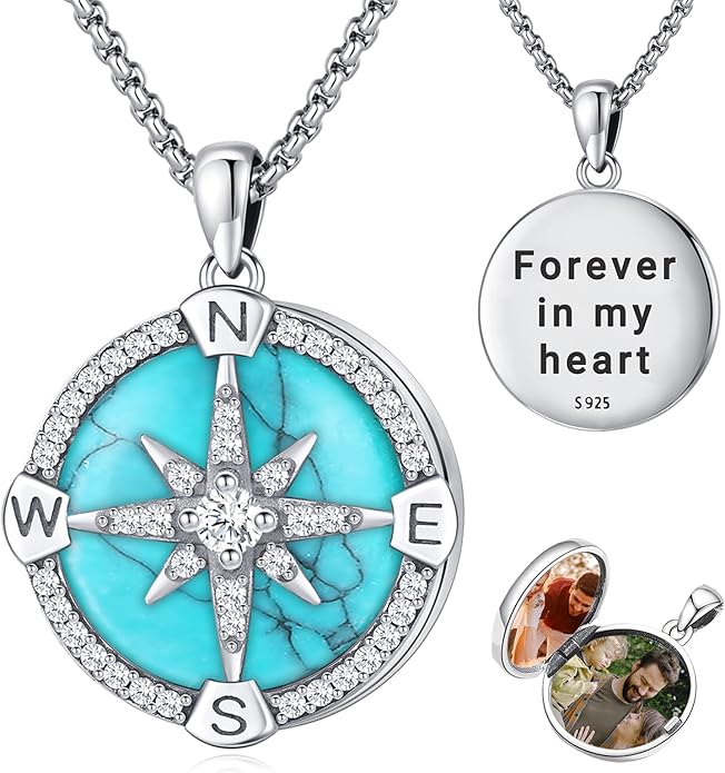 Compass Necklace for Women Men 925 Sterling Silver Pendant Urn Necklaces for by Eusense