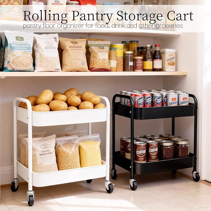 Ufriandz Under Desk Storage Cart 2 Tier Utility Rolling Cart - Image 7