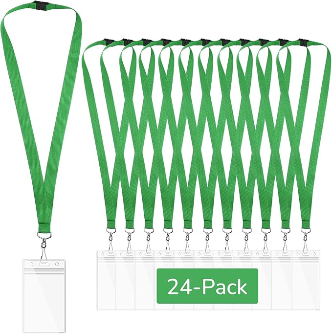 24-Pack Green Breakaway Lanyards by WEZEBEL