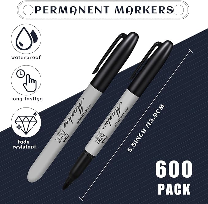 Thenshop 600 Pack Black Permanent Markers Bulk - Image 3